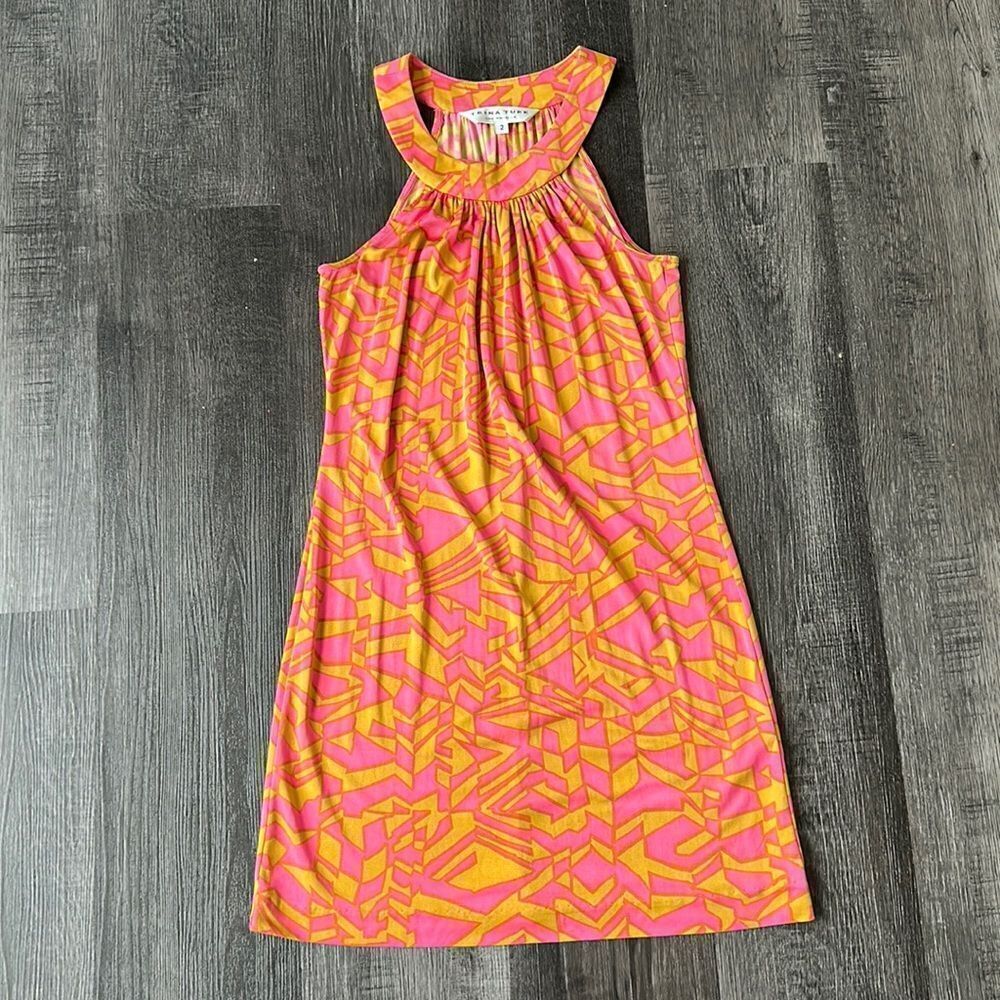 Trina Turk Collar Neck Silk Midi Dress